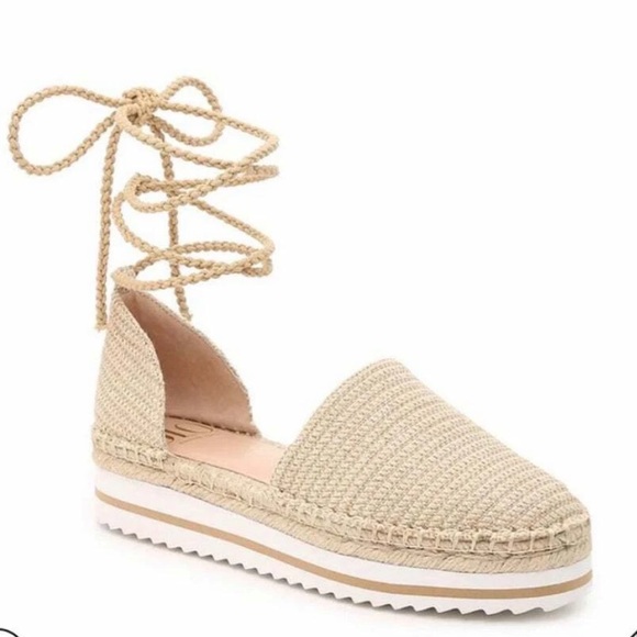 Jennifer Lopez Shoes - Jennifer Lopez Gold Espadrille Platform Slip Ons